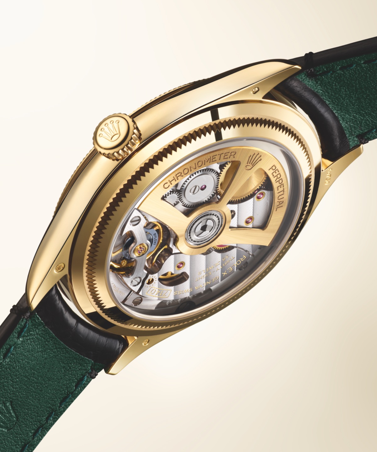 Der transparente Gehäuseboden der Rolex 1908