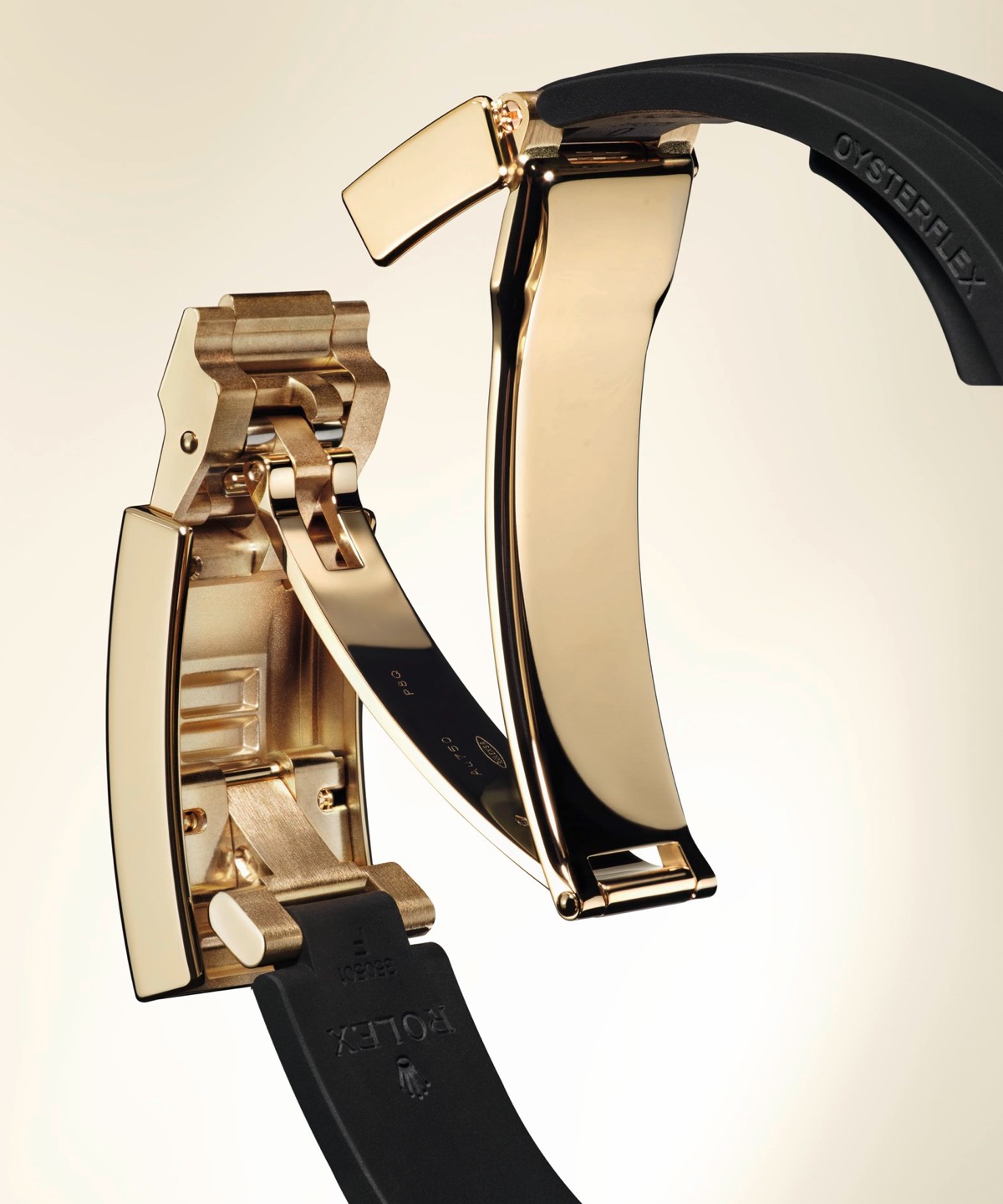 Nahaufnahme des Rolex Oysterflex-bandes