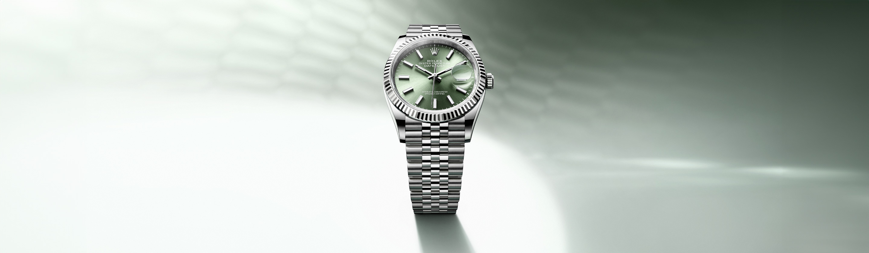Banner der Rolex Datejust mit grünem Zifferblatt