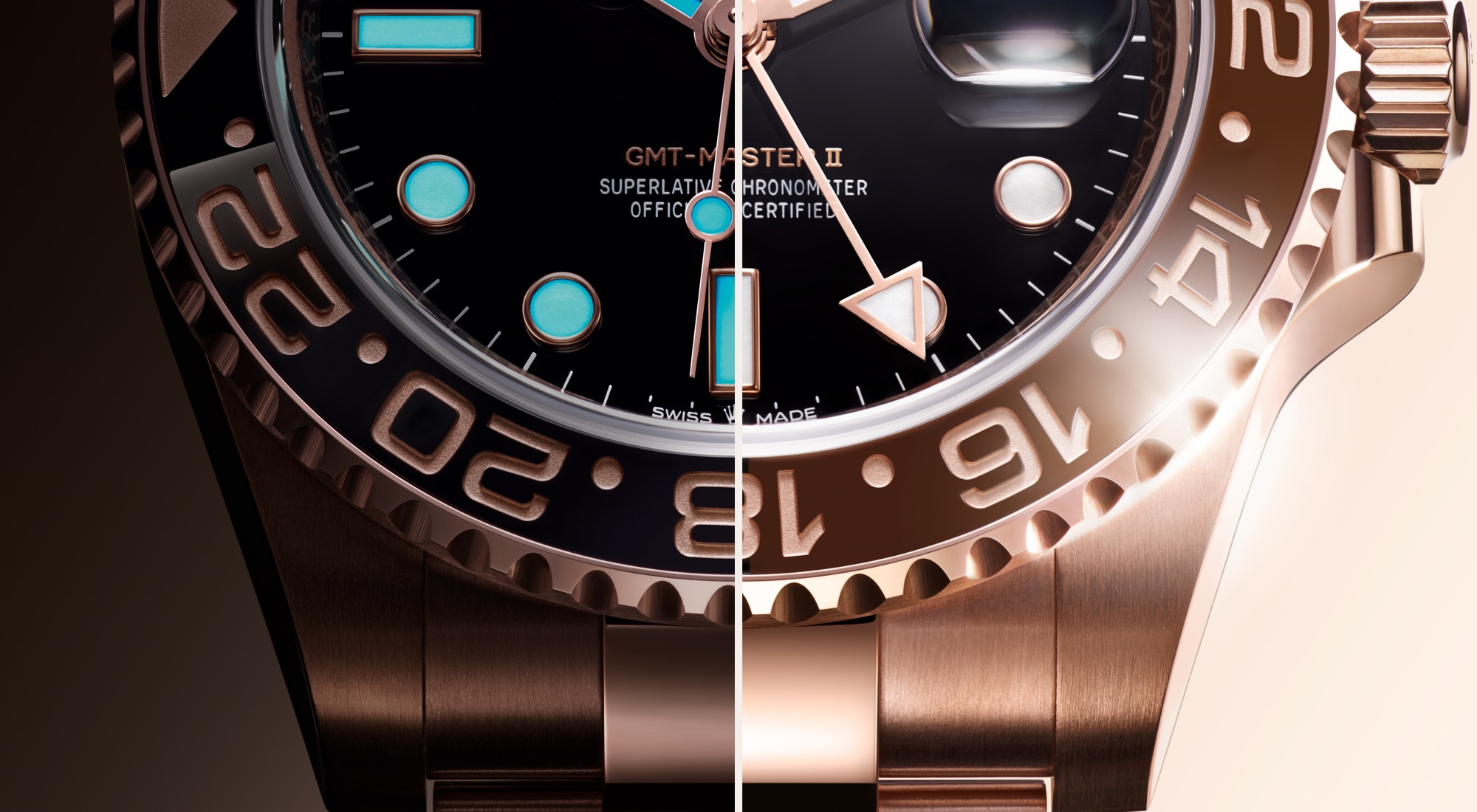 Nahaufnahme der Lünette und Zahlenscheibe der Rolex GMT-Master II