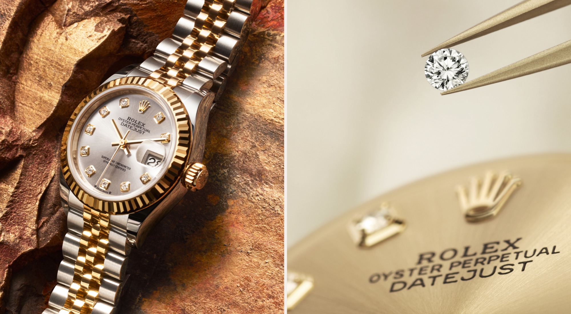 Nahaufnahme des Zifferblattes der Rolex Lady-Datejust 