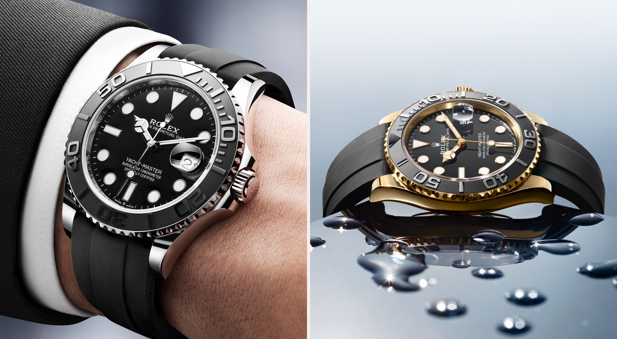 Die Rolex Yacht-Master Uhren sind exkklusiv in Rolesium (Edelstahl Oystersteel und Platin) und in Rolesor Everose erhätlich