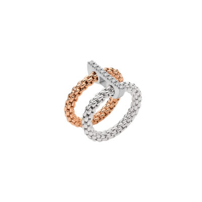 Doppeltes Mesh-Ring mit Diamantpavé
