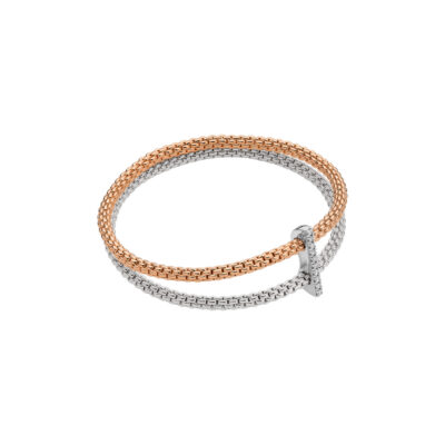 Doppeltes Mesh-Armband mit Diamantpavé