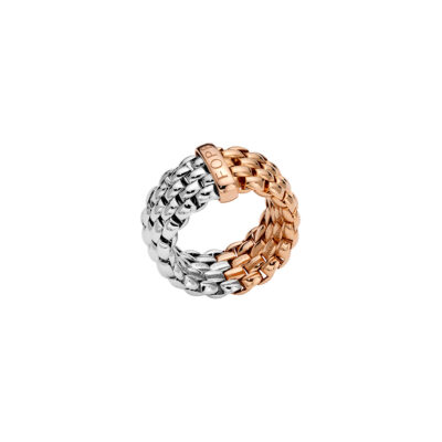 Zweifarbiger Flex it Ring mit ovalem Kettengeflecht