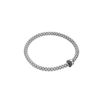 Flex it Armband mit doppeltem Rondell und schwarzer Pavé-Fassung
