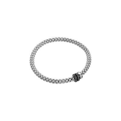 Flex it Armband mit drei Rondellen und schwarzem Pavébesatz