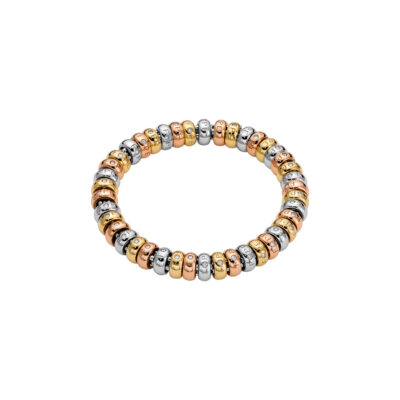 Flex it Armband mit dreifarbigen Goldrondellen und Diamanten