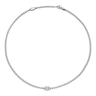 Halskette mit Diamanten in Rautenfassung.